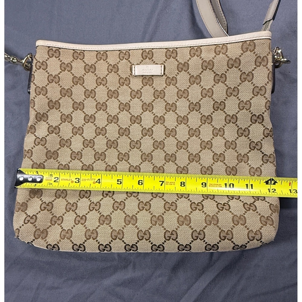 Gucci GG Monogram Canvas Messenger Crossbody Shoulder Bag‎ Beige Brownr - Picture 12 of 14